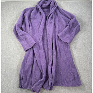 Soft Surroundings Long Line Open Cardigan Sweater Women 2X Wool Blend Purple